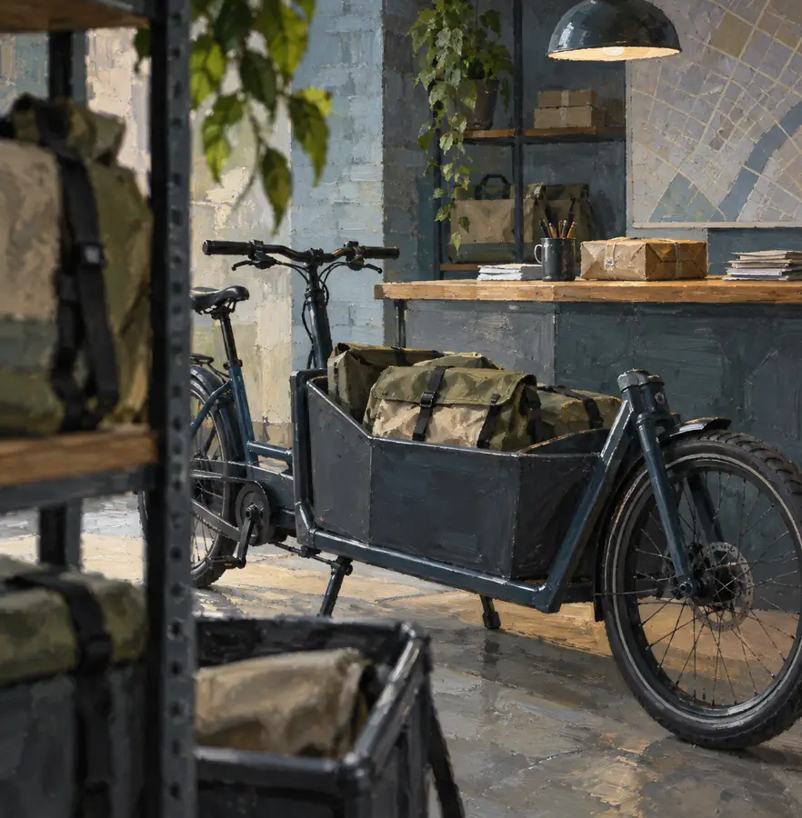 Illustration of courier businesses equipment and workspace