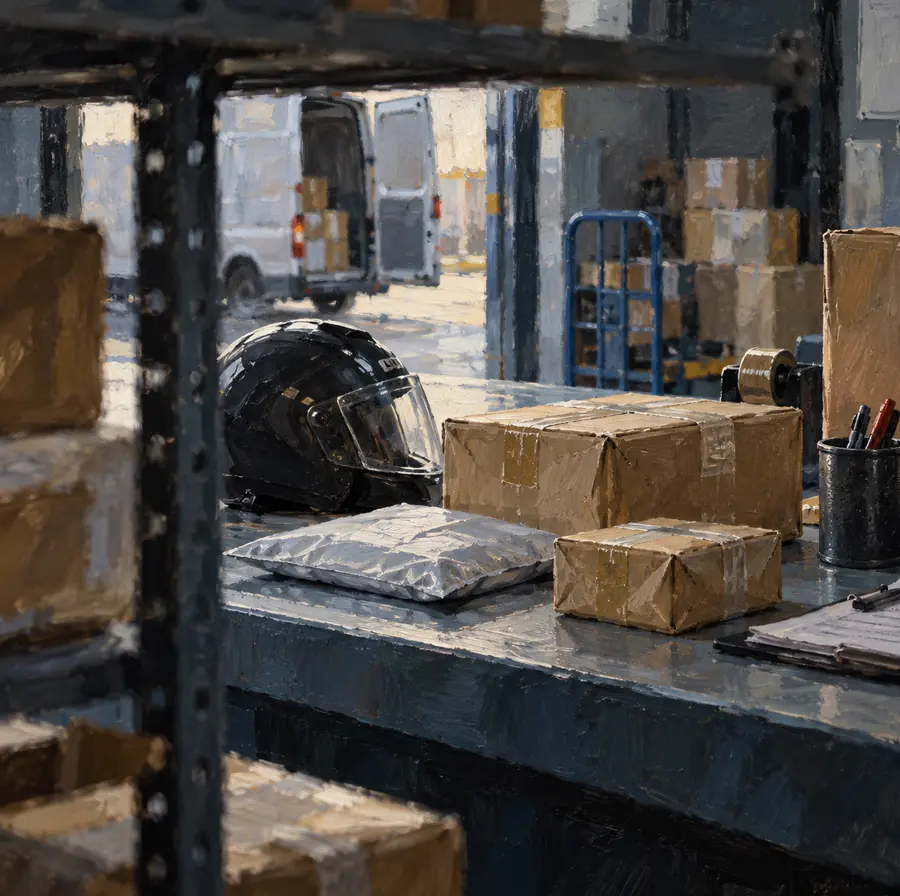 Illustration of courier businesses equipment and workspace